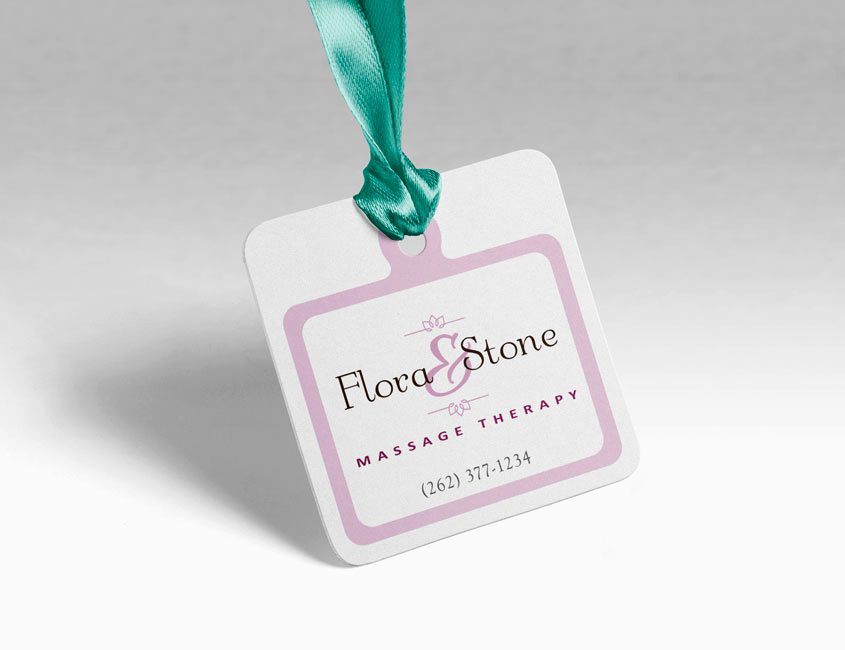 Massage therapy logo on gift tag