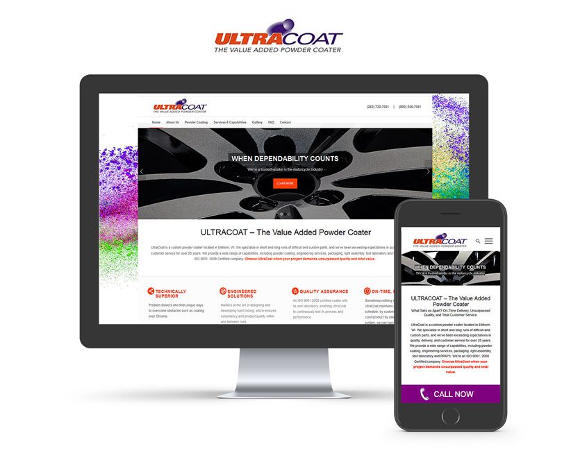 Website design for UltraCoat Powder coater